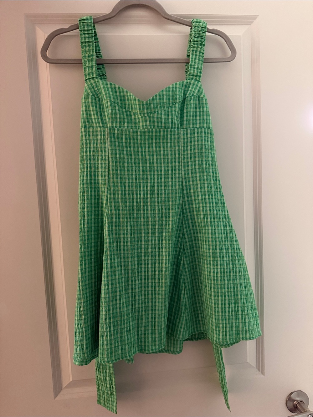 Zara plaid Green Sundress with back tie
